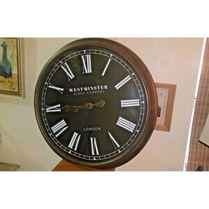 Westminster Clock Co. London Large Wall Clock Classic VTG Black Bronze 30"  76cm